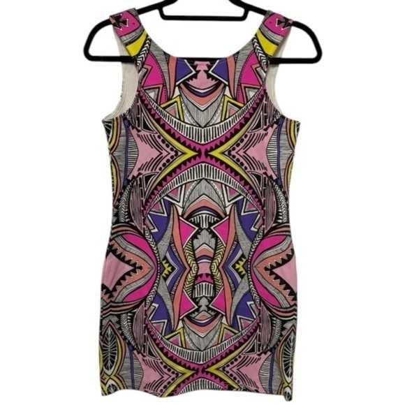 MinkPink Women’s Multi Color Tribal Bodycon Sleevless Dress Medium - Picture 2 of 7